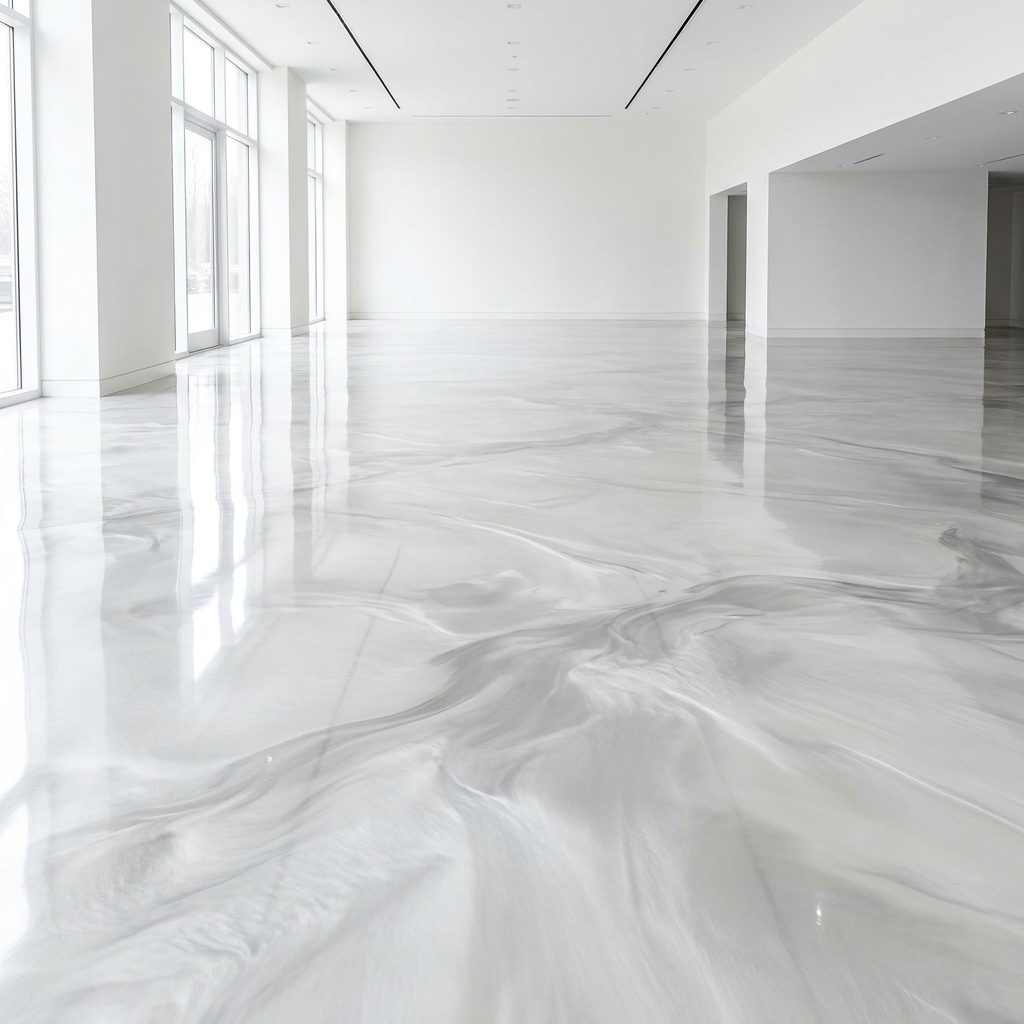 Showroom floor with a high-gloss mirror finish